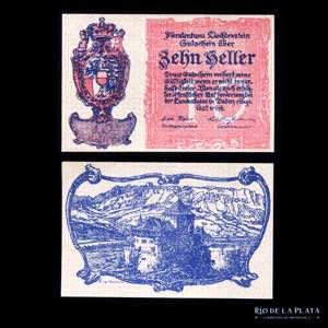 Liechtenstein. 10 Heller 1920. Billetes de ... 