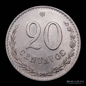 Paraguay. 20 Centavos 1900. CuNi; 17mm; 4g. ... 