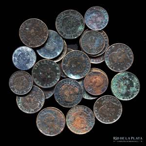 Argentina. 25 monedas de cobre serie patacon ... 