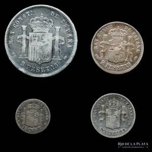 España. Lote x 4 monedas de Alfonso XII ... 