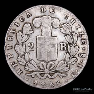 Chile.  2 Reales 1845 ... 