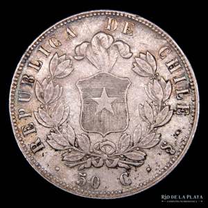 Chile. 50 Centavos 1856. 1 sobre 1 ... 