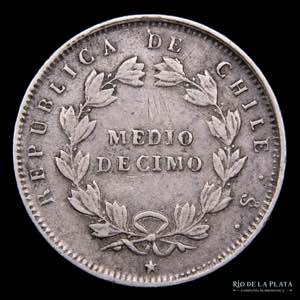 Chile. 1/2 Décimo 1857. AG.900; 14mm; ... 