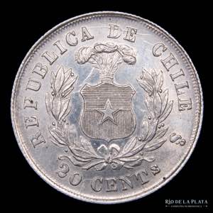 Chile. 20 Centavos 1878. AG.835; 23mm; ... 