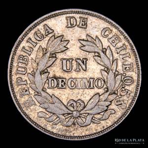 Chile. 1 Decimo 1894/3. AG.500; 18mm; 2.52g. ... 