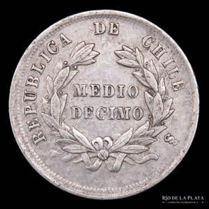 Chile. 1/2 Decimo 1877. AG.835; 14mm; 1.17g. ... 