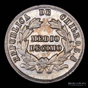 Chile. 1/2 Decimo 1894/73. AG.500; 14mm; ... 