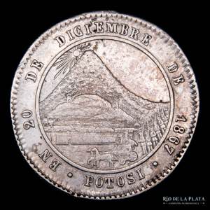 Bolivia. 1/2 Melgarejo 1867. AG.666; 31.0mm; ... 