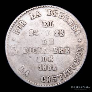 Bolivia. 1/4 Melgarejo 1868. AG.666; 24.0mm; ... 