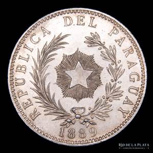 Paraguay. 1 Peso 1889. AG.900; 38.0mm; 25g. ... 