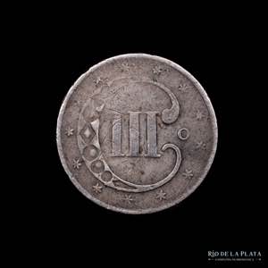 USA. 3 Cents 1851 O. AG.750; 14mm; 0.80g. KM ... 