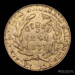 Bolivia. 1877. 5 Centavos. Guillermo  ... 