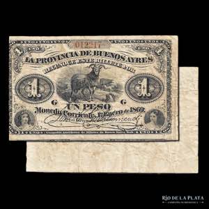 Argentina. Buenos Aires. 1 Peso 1869. Bauman ... 