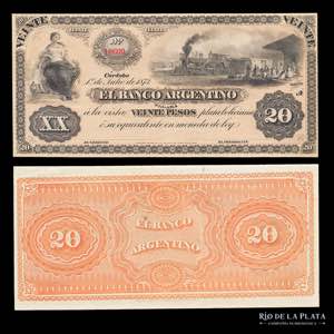 Argentina. Córdoba. 20 Pesos 1873. Bauman ... 