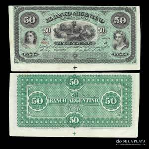 Argentina. Entre Ríos. 50 Pesos 1873 Plata ... 