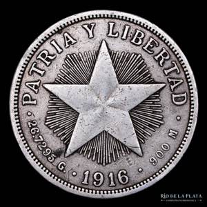 Cuba. 1 Peso 1916. AG.900, 38.0mm; 26.39g. ... 