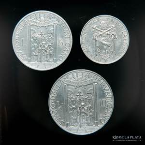 Vaticano. Lote x3. 1950 10, 5 y 1 Lira. ... 