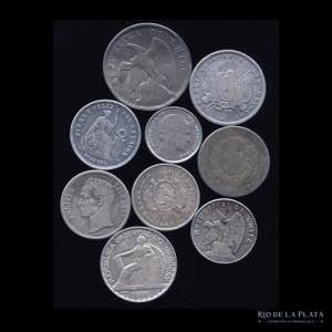 América. 9 monedas de plata siglo XIX-XX. ... 