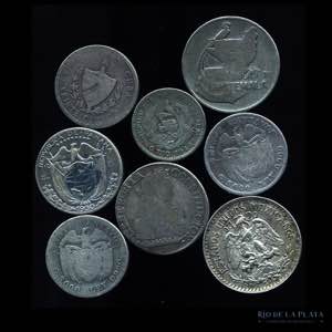 América. 8 monedas de plata siglo XX. AG; ... 