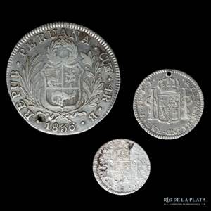 Potosí y Perú. Lote x 3 monedas de plata ... 
