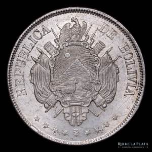 Bolivia. 1 Boliviano 1872 FE. AG.900; 37mm; ... 