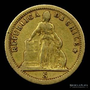 Chile. 1 Peso 1861. Oro AG.900; 14.0mm; ... 