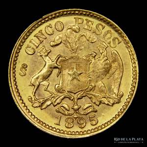 Chile. 5 Pesos 1895 Oro. ... 