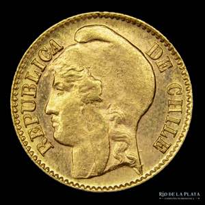 Chile. 5 Pesos 1895 Oro. AU.917; 16.5mm; ... 