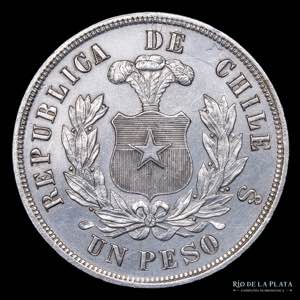 Chile. 1 Peso 1889 So. Santiago mint. AG.900 ... 