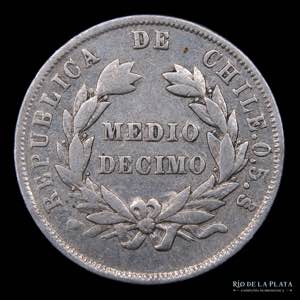Chile. 1/2  Décimo 1893/73. AG.500; 19.5mm; ... 