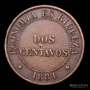 Chile. 2 Centavos 1881 So/So. CU; 30mm; ... 