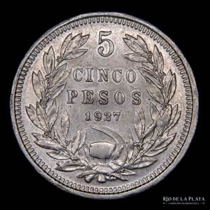 Chile. 5 Pesos 1927. Diferente cuño. ... 