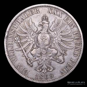 Alemania. Prussia. 1 Thaler 1869 A. AG.900; ... 