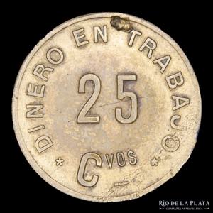 Argentina. Ficha. 25 Centavos 1894. Ingenio ... 