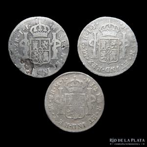 Lima. 2 Reales 1787 a 1790. Lote x3. A ... 