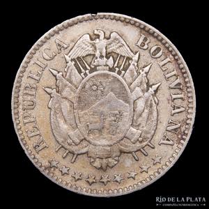 Bolivia. 10 Centavos 1883. Sin agujero. ... 