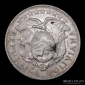 Bolivia. 50 Centavos 1907 MM. AG.900; 29mm; ... 