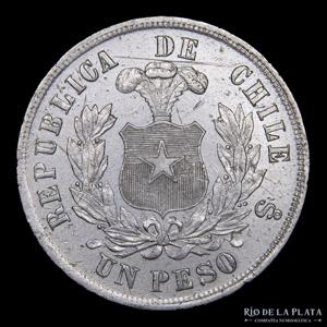 Chile. 1 Peso 1882. AG.900; 37.0mm; 25.06g. ... 