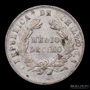 Chile. 1/2 Décimo 1893. AG.500; 19.5mm; ... 