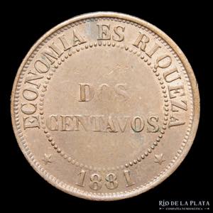 Chile. 2 Centavos 1881. ... 