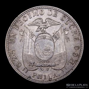 Ecuador. 1/10 de Sucre 1916 PHILA. AG.900; ... 
