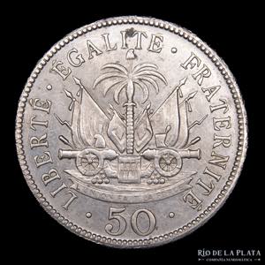 Haití. 50 Centimes 1908. Cu-Ni, 29.0mm; ... 
