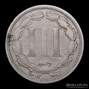 USA. 3 Cents 1868. Nickel Three Cents. CuNi; ... 