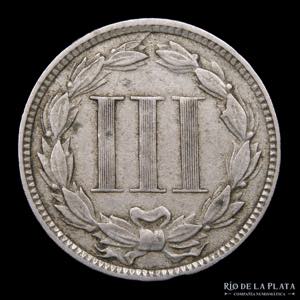 USA. 3 Cents 1869. Nickel Three Cents. CuNi; ... 