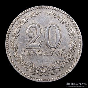 Argentina. 20 Centavos 1898. Rara. CuNi; ... 