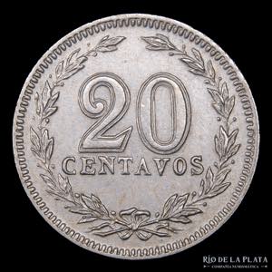 Argentina. 20 Centavos 1907. CuNi; 21.5mm; ... 