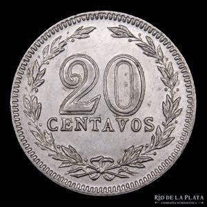 Argentina. 20 Centavos 1916. CuNi; 21.5mm; ... 