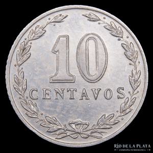 Argentina. 10 Centavos 1908. Cu-Ni; 19mm; ... 