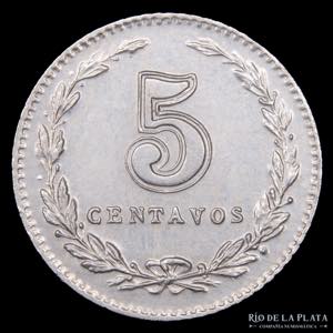 Argentina. 5 Centavos 1905. Escasa. CuNi; ... 
