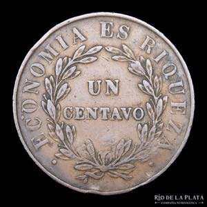 Chile. 1 Centavo 1851. Contramarca G.K.S. ... 